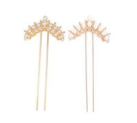 Beaupretty 2 Piezas Horquilla peinar pinzas para el cabello palillos de pelo palo de pelo retro pasador de perla tenedor hair clips accesorio para el cabello Tocado Exquisito aleación Golden