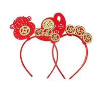 Beaupretty 2 Piezas Horquilla Pelo Tocado De Año Adornos Cabello Lingotes Diadema De Año Diseño De Moneda De Aros Pelo