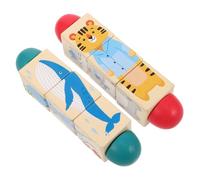 Beaupretty 2 Piezas Juguete Educativo de Giratorio de Madera para Bebés Bloques de Animales Giratorios Seguros Desarrollo Sensorial y Motricidad Fina para Primeros Aprendizajes Montessori