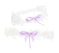 Beaupretty 2 Piezas Pearl Bow Garter joyería de cabello liga para la boda liga decorativa nupcial novia faja despedida de soltera la boda debe tener mesyo decoraciones de novia algo poliéster