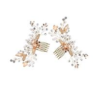 Beaupretty 2 Piezas Peine De Cabello De Boda Peines Para El Cabello Para Mujer Decorativos Clips Laterales Para El Cabello Pasadores De Pelo De Boda Nupcial Horquilla De Novia Pedrería Golden