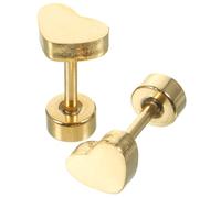 Beaupretty 2 piezas Pendientes de Acero Inoxidable con Forma de Corazón Cierre de Rosca Seguro Ligeros y Cómodos para Mujer y Niña para Fiestas y Uso Diario de Color Dorado