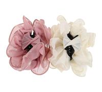 Beaupretty 2 Piezas Pinzas Grandes Forma de Flor Estilo Francés Pinzas Pelo Flores de Gasa Diseño Floral para Niñas y Damas de Honor Agarre Fuerte para Moño Color Rosa y Marfil