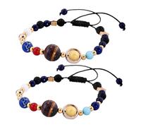 Beaupretty 2 Piezas Pulsera de estrella brazalete del espacio exterior pulsera planetaria pulsera planeta para mujer Pulsera temática de nueve planetas pulseras de sol y resina Black