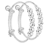 Beaupretty 2 Piezas Pulseras Ajustables De Plata Para Bebés Niñas Pulseras Tipo Brazalete Cascabel Joyería Infantil Para Niñas Pequeñas Para Bebés