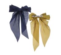 Beaupretty 2 Piezas Tocado de lazo hair clips horquillas moño pasador Horquilla de moño scrunchies hair band clips de arco moño de pelo amarillo lazos para el cabello para mujeres tela