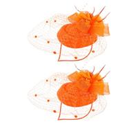 Beaupretty 2 Uds Tocados Sombrero Diadema Tocados Sombrero Sombrerería De Fiesta Boda Iglesia Diadema Para Niñas Y Mujeres Naranja