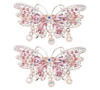 Beaupretty 2 unids Rosa Cristal Mariposa Clip De Pelo Rhinestone Pasador De Pelo Decorativo Elegante Joyería Pelo Pin Accesorios Para Mujeres