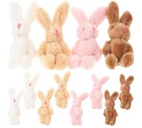 Beaupretty 20 Piezas Mini Conejos de Peluche de Juguetes para Decoración de Cumpleaños para Fiestas de Pascua Muñecos Kawaii Rosa Marrón y Blanco