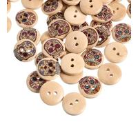 Beaupretty 200 Unidades Botones de Madera de Halloween Diseño de Calavera, Hechos a Mano, Agujeros y Acabado Fino, Ideales para Decorar Abrigos y Faldas
