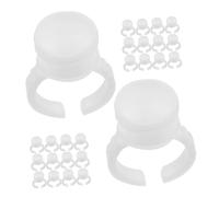 Beaupretty 200piezas Copa De Anillo De Pegamento Soporte De Anillo De Pegamento Para Pestañas Copas De Para Tatuajes Plástico Pequeño