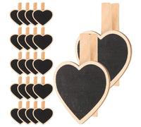 Beaupretty 24 Clips de Pizarra de Madera en Forma de Corazón para Fotos y Notas, 24 Piezas para Decoración del Hogar, Abrazaderas para Tableros de Mensajes, Exhibición Versátil y Organizada