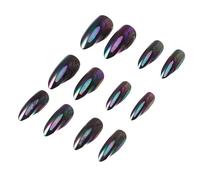 Beaupretty 24 Piezas Pieza mujer uñas falsas calcomanías clavos a presión brillo holográfico pegatinas impresionar equipo Gel dama uñas postizas Clavo falso del color del cambio gradual