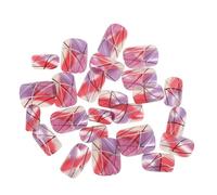 Beaupretty 24piezas Uñas Postizas Cuadradas Adhesivas Uñas Postizas Cortas de Plástico para Mujer y Niñas Diseño Morado con Líneas Desordenadas para Fiestas y Uso Diario