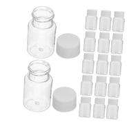 Beaupretty 25 Piezas Botellas Transparentes para Muestras Envases Plásticos para Líquidos y Pastillas Caja Organizadora Portátil con Tapones Almacenamiento Claro y Versátil para Medicinas y
