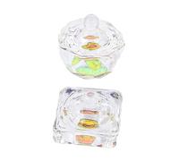 Beaupretty 2piezas Copa de Cristal para Decoración de Uñas Vasos de Cristal con Tapa para Mezclar Líquidos y Polvos Acrílicos para Uso Profesional Manicura