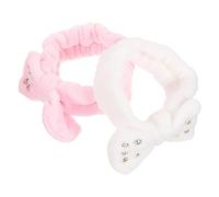 Beaupretty 2piezas Diadema De Spa Para Lavado Facial y Maquillaje Diseño De Lazo y Rhinestones Atractiva Suave Para Yoga y Ducha