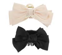 Beaupretty 2piezas Horquilla De Lazo Decorativa Pinzas De Mandíbula Grandes Lazo Para Mujer Accesorios Cabello Pinzas De Garra Cabello Fino Para Eventos Especiales