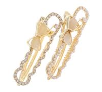 Beaupretty 2piezas Horquilla Pato Elegante Gemas De Imitación y Perlas Falsas Pinzas Cabello Para Uso Diario y Bodas Pinzas Cabello Lazo