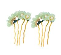 Beaupretty 2piezas Horquillas Clásicas Cabello Diseño Vintage de Jade, Accesorios Firmes y Resistentes Que No Se Desvanecen, Ideales para Promesas y Ejercicios