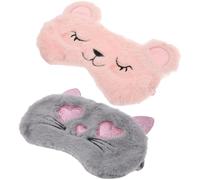 Beaupretty 2piezas Máscara de Ojos de Felpa para Dormir Cubreojos de Peluche Antifaces para Dormir Uso Nocturno Habitación Oscura