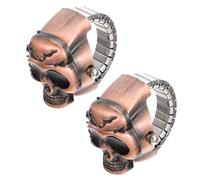 Beaupretty 2piezas Reloj De Vintage y Reloj De Calavera Anillo Giratorio Relojes De Dedo Abatibles Para Usar Eventos Temáticos De Calavera