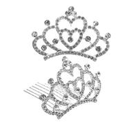 Beaupretty 2piezas Tiara Mini Para Niñas Con Brillantes Accesorios De Princesa Diademas Decorativas Para y Fiestas Horquillas Con Rhinestones Para Niñas Pequeñas