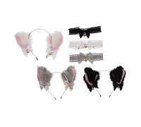 Beaupretty 3 juegos Accesorios para Disfraz con Diademas de Orejas de Gato y Gargantillas de Encaje para Fiesta y Cosplay Incluye Orejas Negras Blancas y con Collar Juego Materiales Ligeros