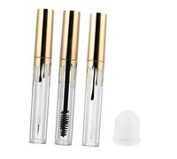Beaupretty 3 Piezas botella de maquillaje tubos de brillo de labios con varita envase de rímel con tapa tubo de brillo de labios de bricolaje tubo cosmético transparente el plastico Golden