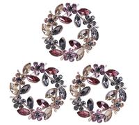 Beaupretty 3 Piezas broche de cristal decoración de flores Broche de mujeres formal Pin de de diamantes para joyería pin de solapa floral de flor de cristal de pedrería aleación