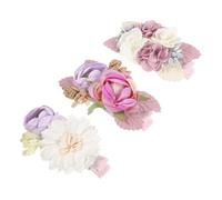 Beaupretty 3 piezas Flores Artificiales para Niñas Horquillas Decorativas para Bodas y Fiestas Accesorio Elegante para Damas de Honor y Niñas Floristas
