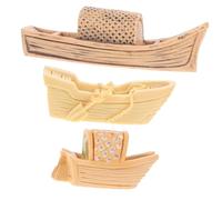 Beaupretty 3 Piezas Miniatura Barcos Rústicos de Resina Jiangnan Decoración para Casa de Muñecas y Paisaje de Playa Modelo Chino Tradicional para Viveros y Estanques