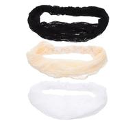 Beaupretty 3 Piezas Mujeres Malla Elástica de Encaje Transpirable Diadema y Pañuelo para Pelo Banda Boho para Verano Blanco Negro