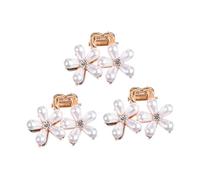 Beaupretty 3 Piezas pasador de pelo de perla accesorios para el cabello pinzas para el pelo patas oro hair clips horquillas moño pinzas para el cabello horquilla de las niñas aleación Golden