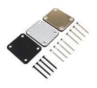 Beaupretty 3 Piezas Placa de Mástil de Guitarra Eléctrica, Junta de Unión del Mástil para Guitarra, Aleación, 4 Orificios Ovalados y Rectangulares Desplazados, Protección contra Arañazos