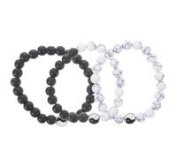 Beaupretty 3 piezas Pulseras de Cuentas de Natural para Parejas Pulsera de Amistad con Cuentas de Feng Shui para Hombres y Mujeres Blanco y Negro