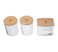 Beaupretty 3 Porta Hisopos De Algodón: Bolitas De Algodón, Almohadillas, Dispensador De Hilo, Pequeños Recipientes Transparentes De Con Tapas Para Almacenamiento En