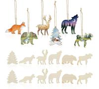 Beaupretty 30 Unidades Rodajas de Madera Versátil Forma de Animales Salvajes sin Terminar Material Madera Khaki para Manualidades Diy, Decoración Creativa