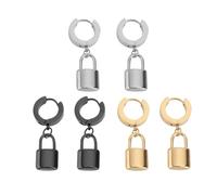 Beaupretty 3pares Pendientes de Pareja Candado Estilo Punk para Mujeres Pendientes Creativos y Elegantes para Fiestas Callejeras