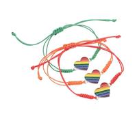 Beaupretty 3piezas Ajustable De Arcoíris Para Amistad Lgbtq Pulsera Trenzada De Corazón Joyería De Orgullo Para Celebrar La Diversidad Inclusión