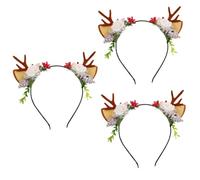 Beaupretty 3piezas Antlers Headdress Deer Hair Jewelry Decor for Christmas Party Cute Hairband with Antlers for Kids and Adults Festive Holiday Accessory