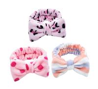 Beaupretty 3piezas Banda Cabello De Forro Polar Coralino Diademas Lazo De Morado Rosado Para Lavarse La Cara y Desmaquillarse