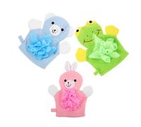 Beaupretty 3piezas Guantes Exfoliantes Para Ducha De Exfoliación Guantes Para Hombres y Mujeres Limpieza Profunda y Para Exfoliación Cuerpo Rosa Verde Azul