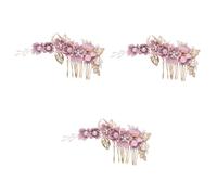 Beaupretty 3piezas Peina Para Novia Flores y Perlas Accesorio De Cabello Para Bodas Tocado Elegante De Color y