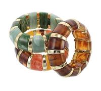 Beaupretty 3piezas Pulseras Tipo Brazalete Acrílicas para Mujer Brazaletes Gruesos Diseño Geométrico Irregular Pulseras Coloridas para Eventos Bohemios