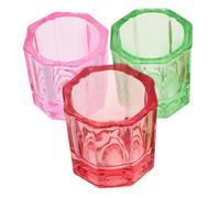 Beaupretty 3piezas Vaso Mezclador De Colores Para Manicura Recipientes Para Monómero Líquido Cuenco Para Uñas Salón De Pequeño Octogonal De Vidrio Transparente Tapa Plato Dappen Para