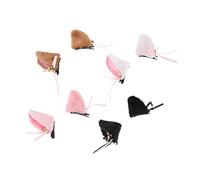 Beaupretty 4 pares Pinzas Orejas Gato con Campana Clip para Pelo Cosplay Halloween Accesorios Disfraz Niñas Colores Blanco Negro Rosa y Camel