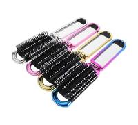 Beaupretty 4 Peines Plegables Portátiles con Espejo Compacto, Mini Espejo de Maquillaje para Mujer, Colores Metálicos Eléctricos, Cepillo con Cerdas Acolchadas para Viajes y Cuidado