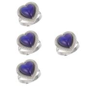 Beaupretty 4 Piezas anillo termocrómico anillo de emoción de temperatura anillo de estado de ánimo que cambia de color anillo de cambio de color ajustable anillos de corazon aleación Azul