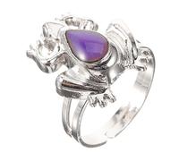 Beaupretty 4 Piezas anillo termocrómico dedo llave anillo de rana anillos extraños anillos de humor para niñas anillos abiertos de rana anillos de rana para mujer joyas de rana aleación